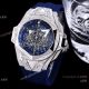 Japan Grade Hublot Sang Bleu II Rose Gold Blue Chrono Watch set Diamonds (2)_th.jpg